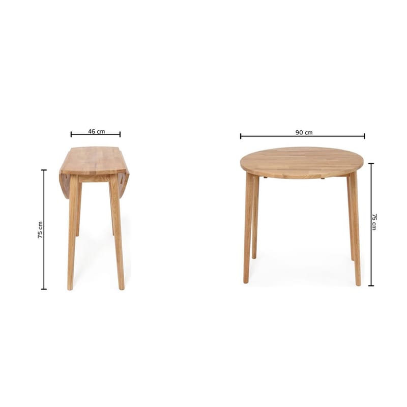 Fällbord Birka D90x75 cm - Naturlig ljus ek - Möbler - Bord & matgrupper - Klaffbord & Hopfällbart bord