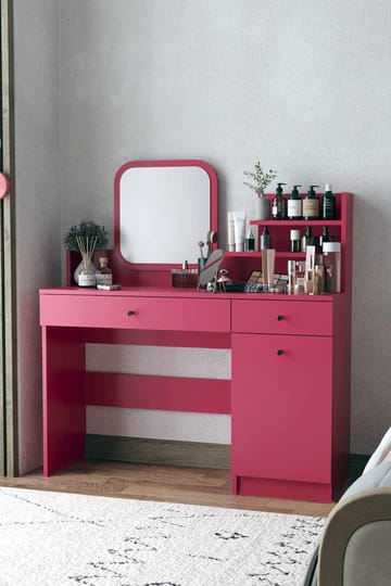Fabrony Sminkbord med spegel 124 cm - Hallon - Möbler - Bord & matgrupper - Sminkbord & toalettbord