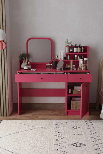 Fabrony Sminkbord med spegel 124 cm - Hallon - Möbler - Bord & matgrupper - Sminkbord & toalettbord