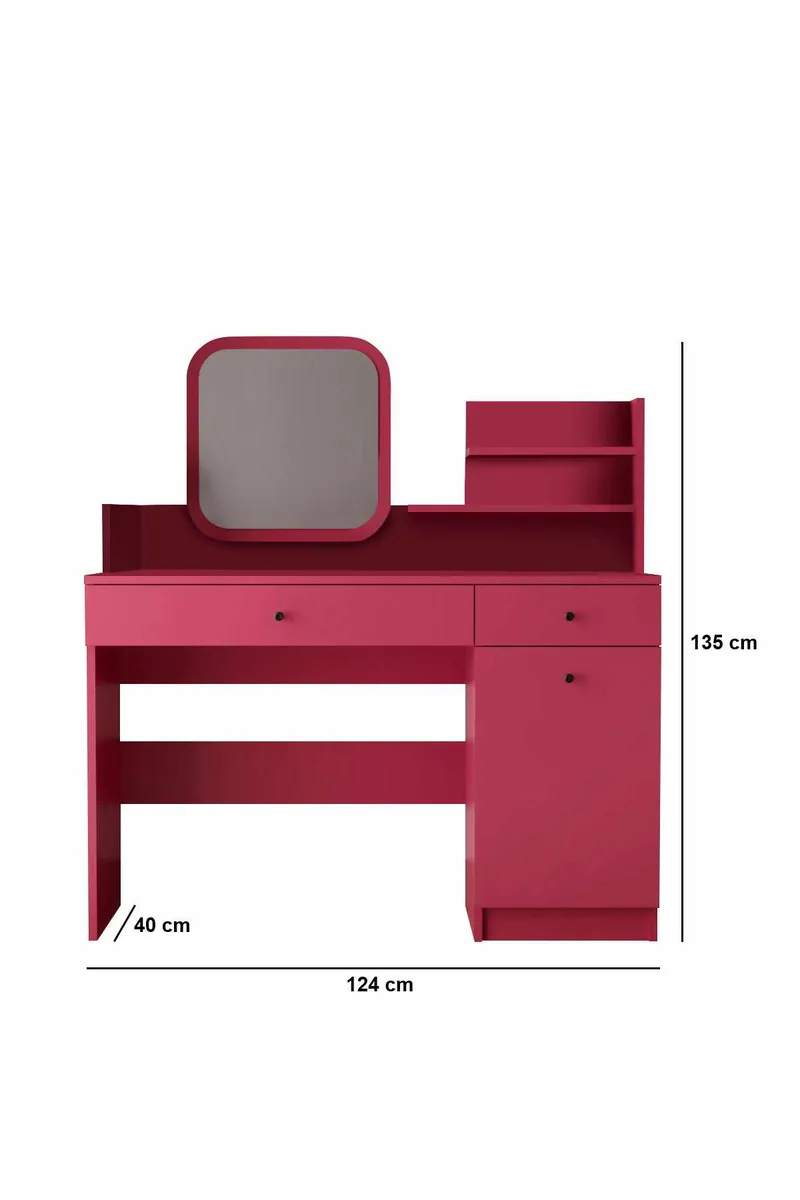 Fabrony Sminkbord med spegel 124 cm - Hallon - Möbler - Bord & matgrupper - Sminkbord & toalettbord
