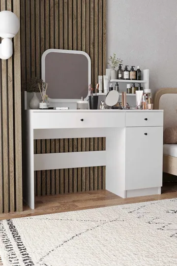 Fabrony Sminkbord med spegel 124 cm - Vit - Möbler - Bord & matgrupper - Sminkbord & toalettbord