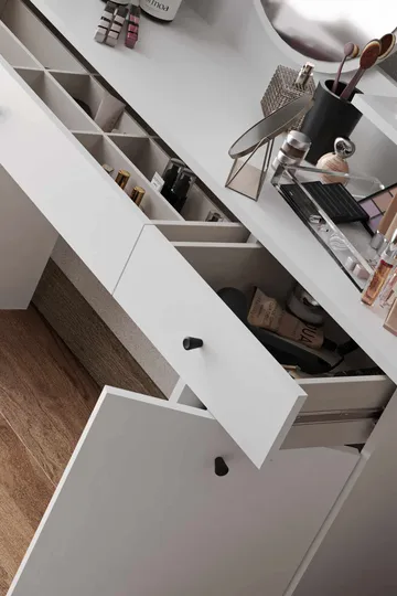 Fabrony Sminkbord med spegel 124 cm - Vit - Möbler - Bord & matgrupper - Sminkbord & toalettbord