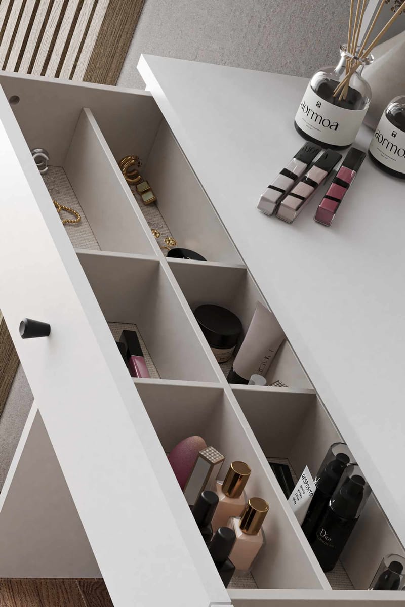 Fabrony Sminkbord med spegel 124 cm - Vit - Möbler - Bord & matgrupper - Sminkbord & toalettbord - Sminkbord med spegel