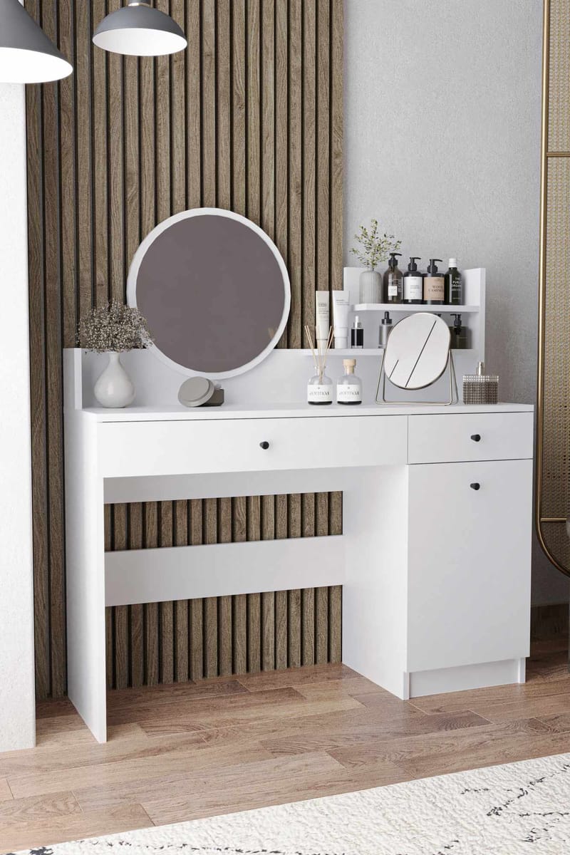 Fabrony Sminkbord med spegel 124 cm - Vit - Möbler - Bord & matgrupper - Sminkbord & toalettbord - Sminkbord med spegel