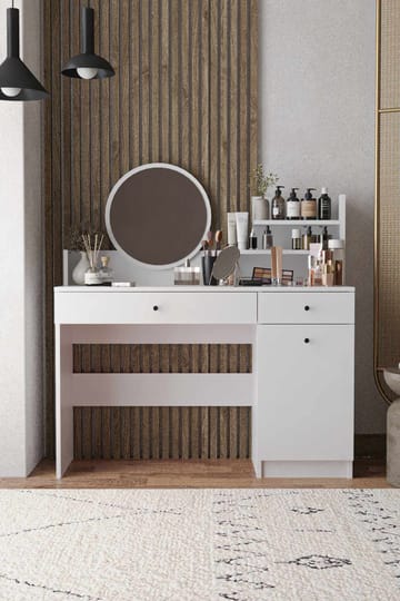 Fabrony Sminkbord med spegel 124 cm - Vit - Möbler - Bord & matgrupper - Sminkbord & toalettbord