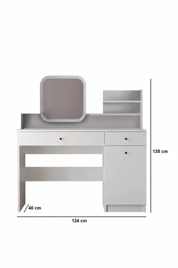 Fabrony Sminkbord med spegel 124 cm - Vit - Möbler - Bord & matgrupper - Sminkbord & toalettbord