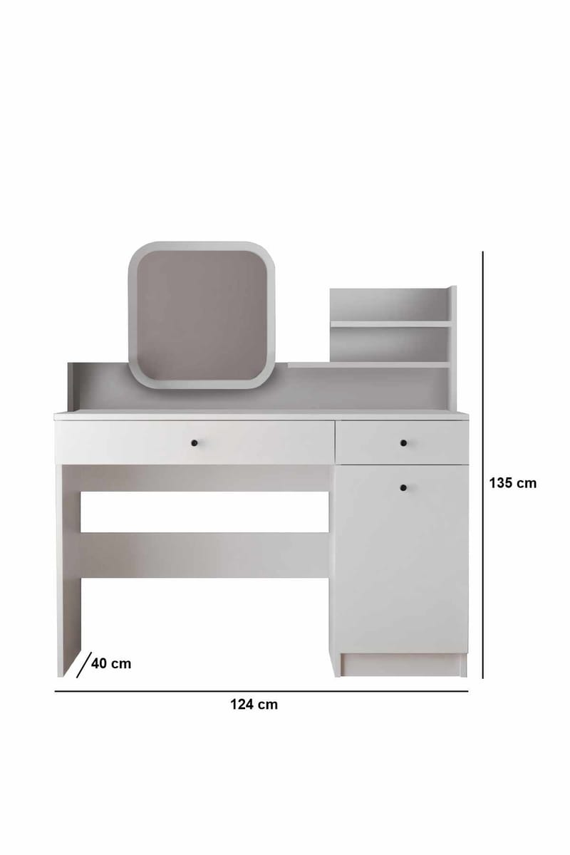 Fabrony Sminkbord med spegel 124 cm - Vit - Möbler - Bord & matgrupper - Sminkbord & toalettbord - Sminkbord med spegel