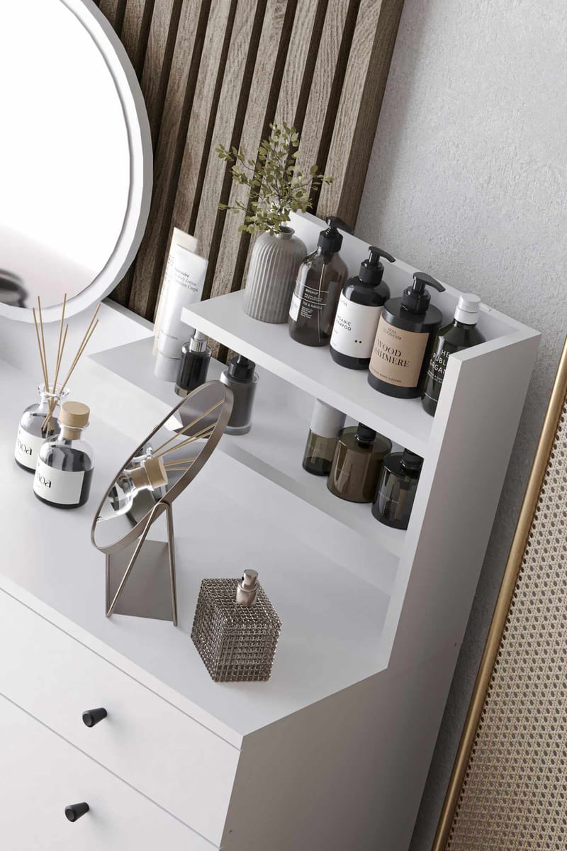 Fabrony Sminkbord med spegel 124 cm - Vit - Möbler - Bord & matgrupper - Sminkbord & toalettbord - Sminkbord med spegel