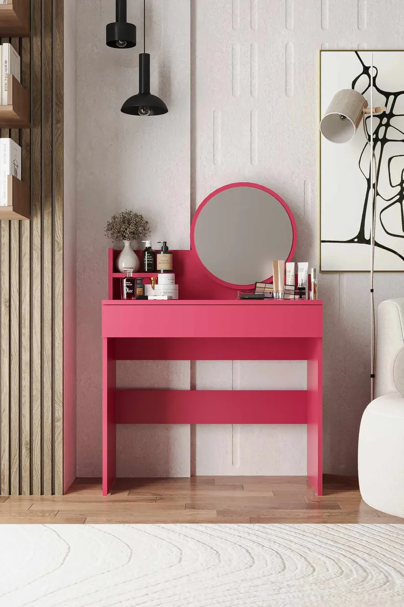 Fabrony Sminkbord med spegel 90 cm - Hallon - Möbler - Bord & matgrupper - Sminkbord & toalettbord