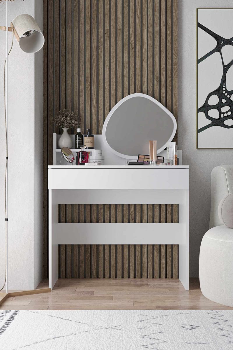 Fabrony Sminkbord med spegel 90 cm - Vit - Möbler - Bord & matgrupper - Sminkbord & toalettbord