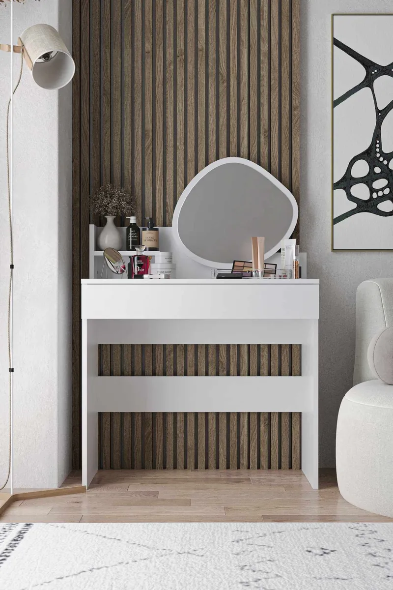 Fabrony Sminkbord med spegel 90 cm - Vit - Möbler - Bord & matgrupper - Sminkbord & toalettbord