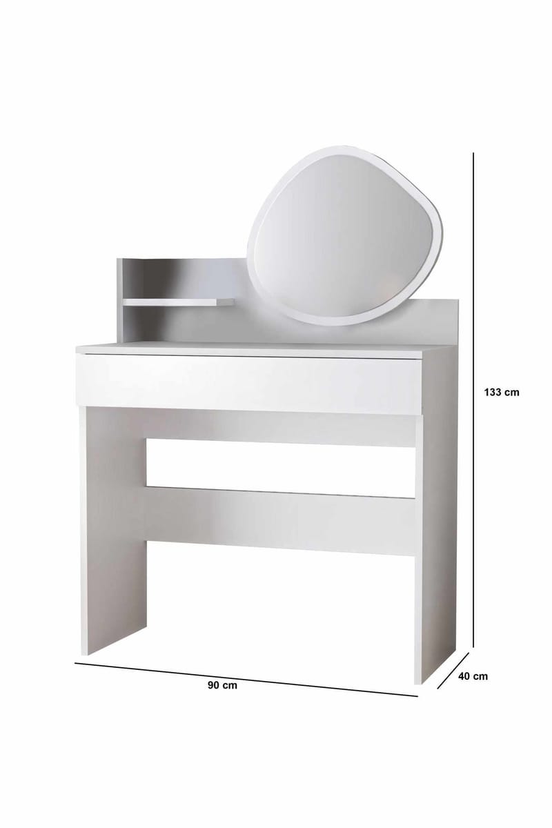 Fabrony Sminkbord med spegel 90 cm - Vit - Möbler - Bord & matgrupper - Sminkbord & toalettbord