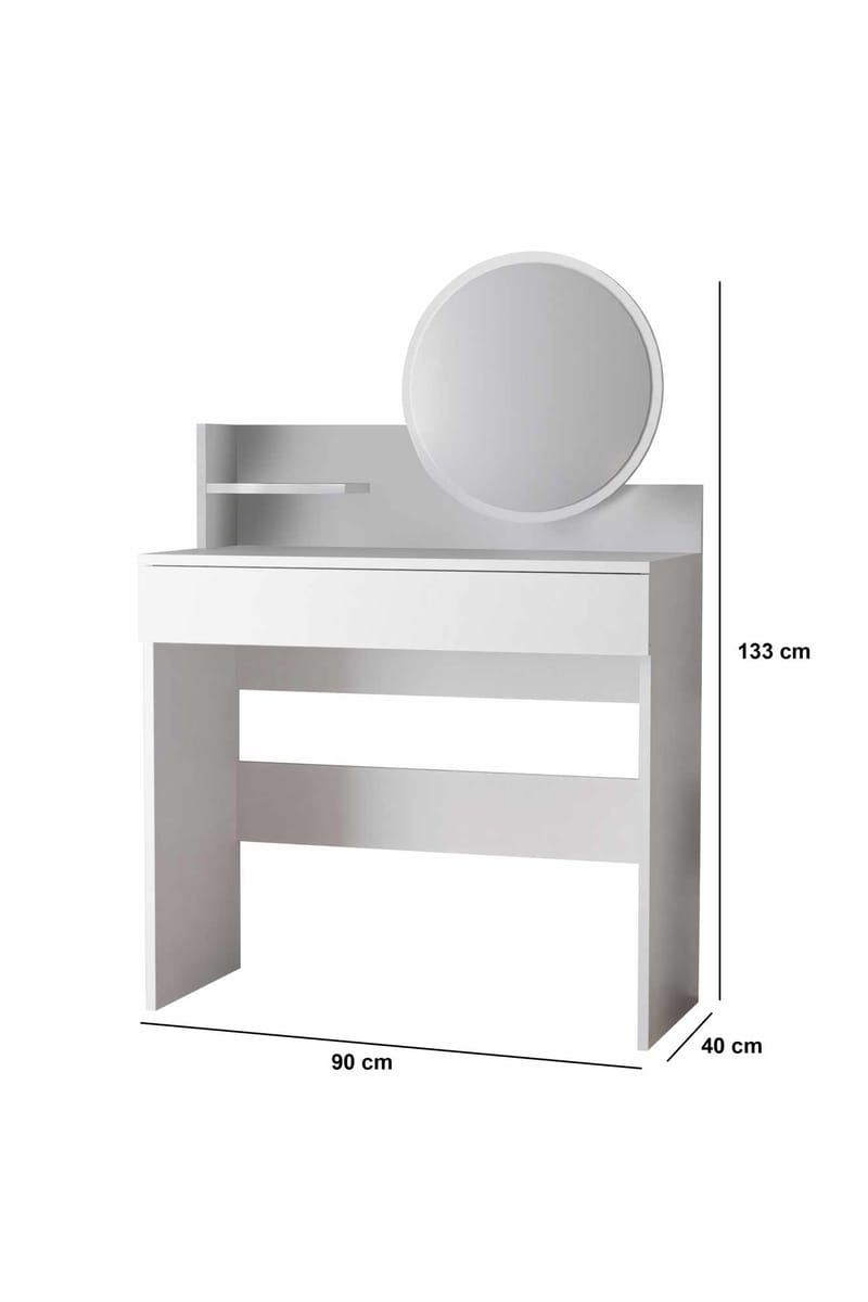 Fabrony Sminkbord med spegel 90 cm - Vit - Möbler - Bord & matgrupper - Sminkbord & toalettbord