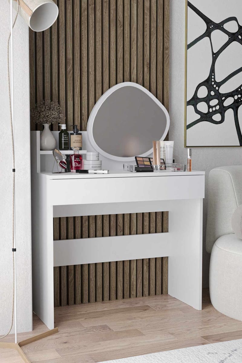 Fabrony Sminkbord med spegel 90 cm - Vit - Möbler - Bord & matgrupper - Sminkbord & toalettbord