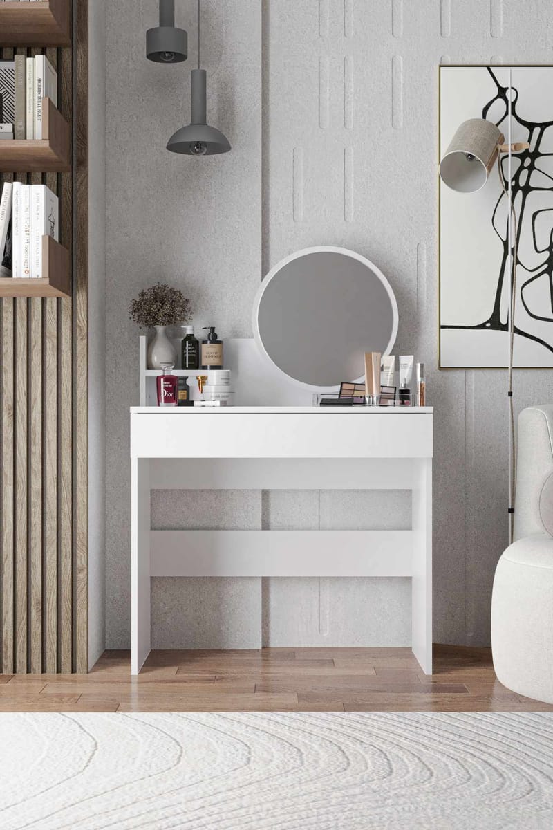 Fabrony Sminkbord med spegel 90 cm - Vit - Möbler - Bord & matgrupper - Sminkbord & toalettbord