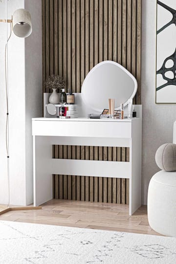 Fabrony Sminkbord med spegel 90 cm - Vit - Möbler - Bord & matgrupper - Sminkbord & toalettbord