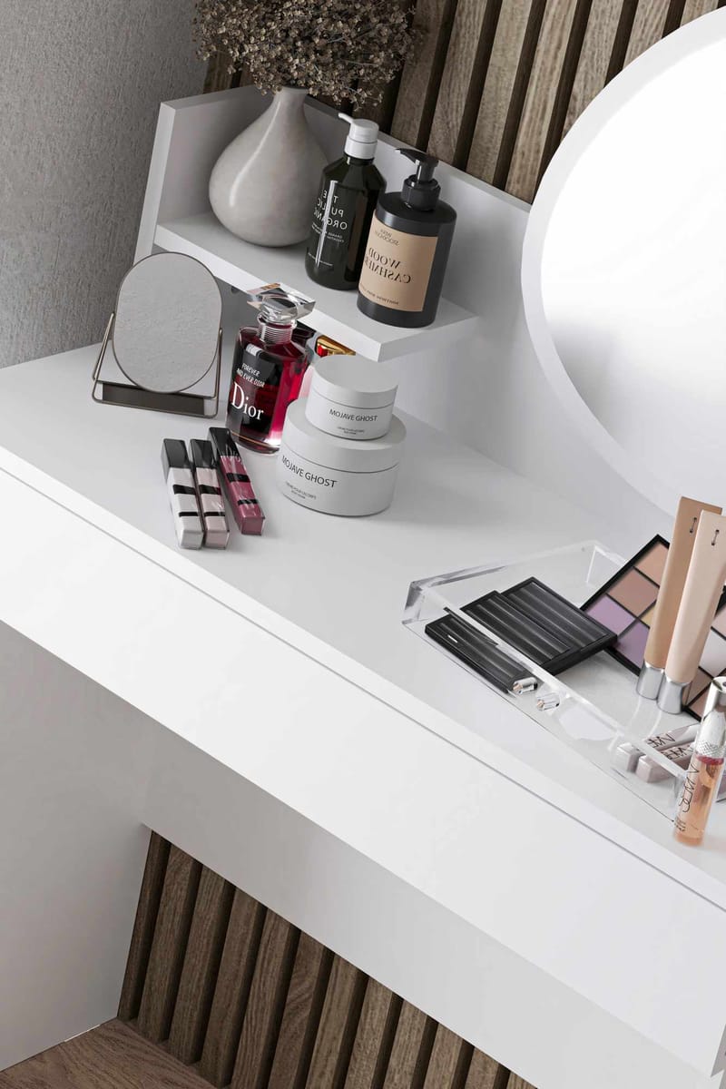 Fabrony Sminkbord med spegel 90 cm - Vit - Möbler - Bord & matgrupper - Sminkbord & toalettbord