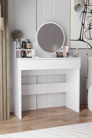 Fabrony Sminkbord med spegel 90 cm - Vit - Möbler - Bord & matgrupper - Sminkbord & toalettbord