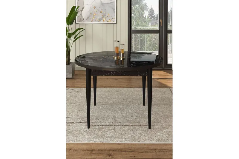 Farefax Matbord 90 cm Rund - Svart Marmor/Svart - Möbler - Bord & matgrupper - Matbord & köksbord