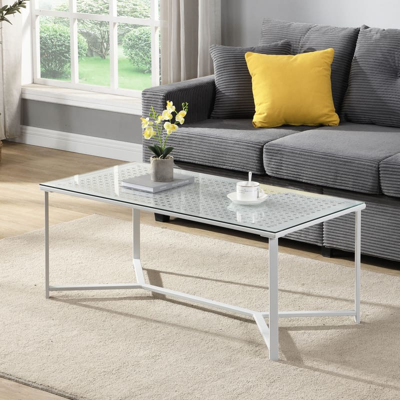 Fenara Soffbord 100 cm - Transparent och matt vit - Möbler - Bord & matgrupper - Soffbord