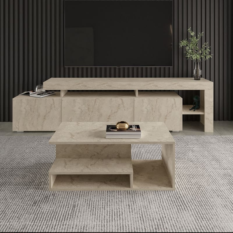 Fenlo Soffbord 90x35x44,8 cm - Travertin - Möbler - Bord & matgrupper - Soffbord