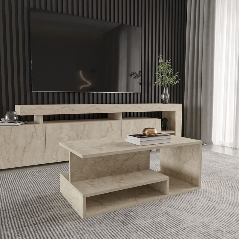 Fenlo Soffbord 90x35x44,8 cm - Travertin - Möbler - Bord & matgrupper - Soffbord