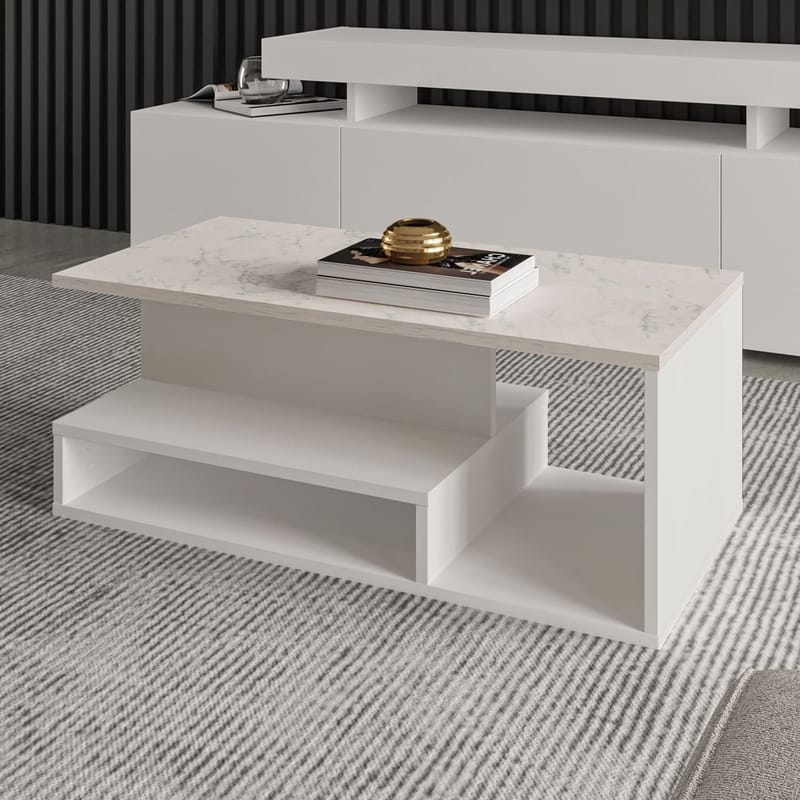Fenlo Soffbord 90x35x44,8 cm - Vit marmor - Möbler - Bord & matgrupper - Soffbord