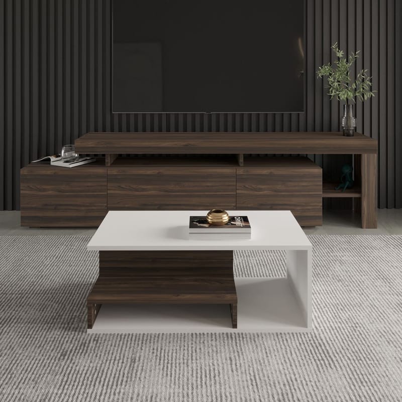 Fenlo Soffbord 90x35x44,8 cm - Vit valnöt - Möbler - Bord & matgrupper - Soffbord