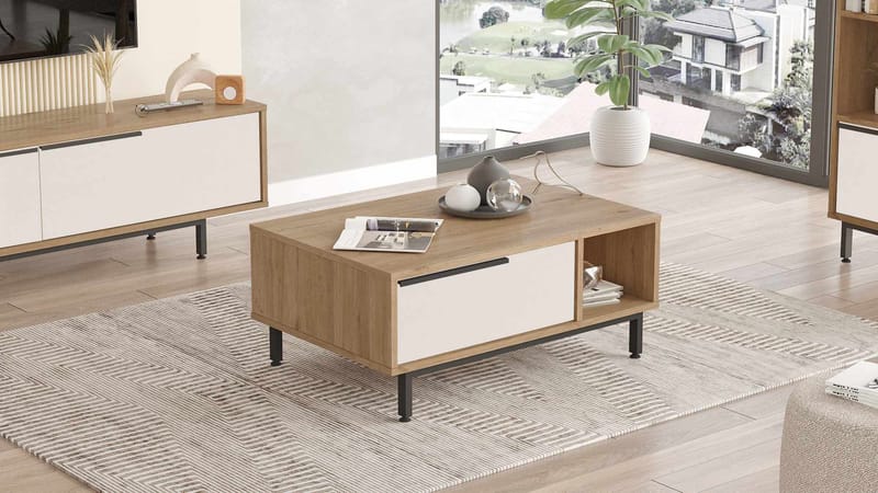 Fenvik Soffbord 90x37,6x60 cm - Naturlig och vit - Möbler - Bord & matgrupper - Soffbord