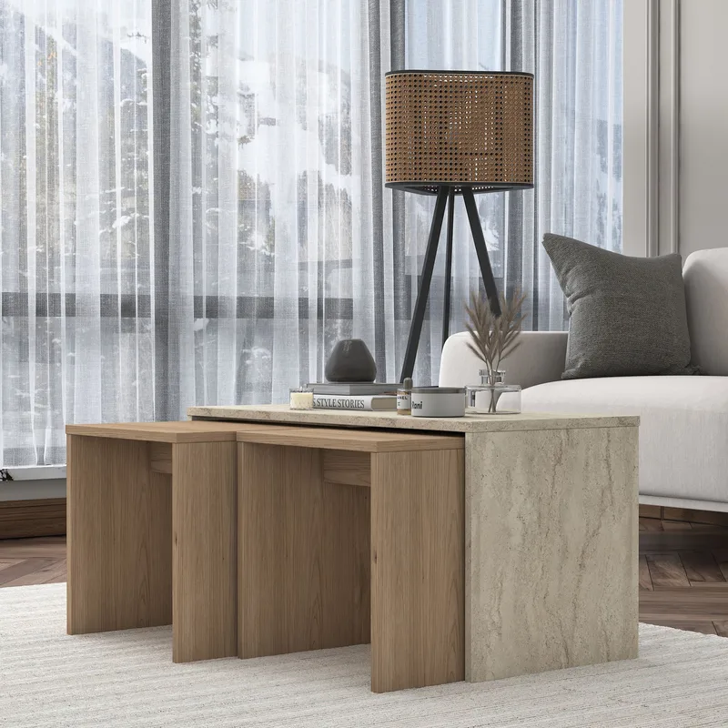 Fenvik Soffbordsset 90x44,8x40 cm - Travertin - Möbler - Bord & matgrupper - Soffbord