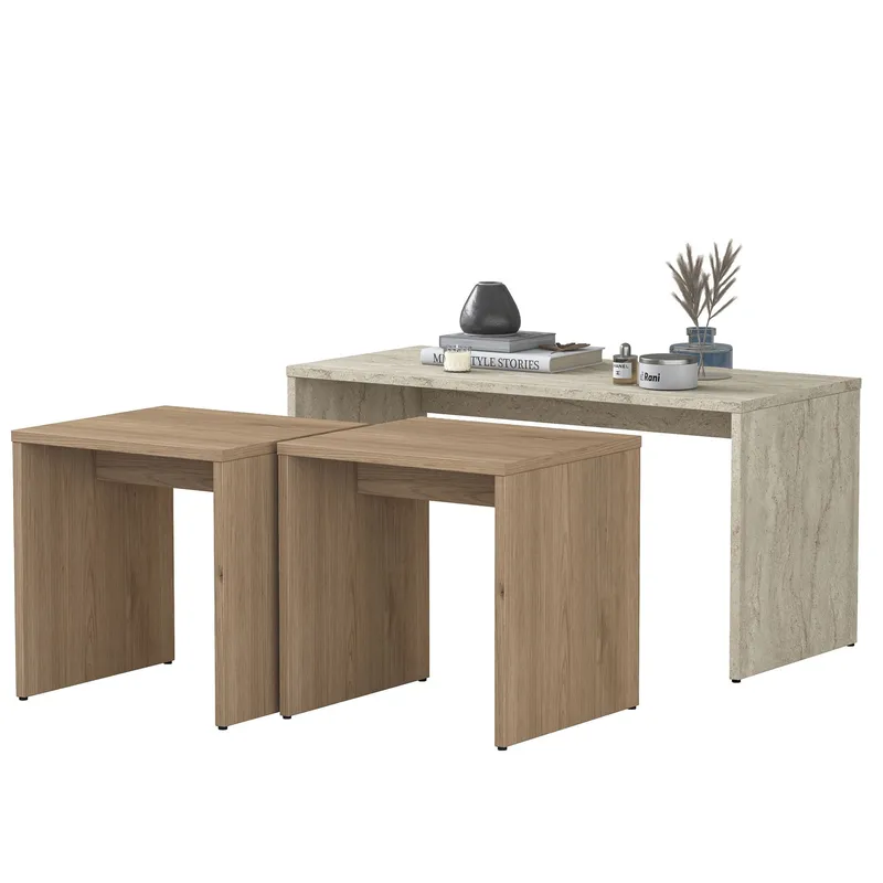 Fenvik Soffbordsset 90x44,8x40 cm - Travertin - Möbler - Bord & matgrupper - Soffbord
