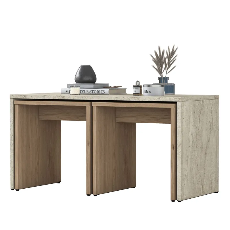 Fenvik Soffbordsset 90x44,8x40 cm, Travertin