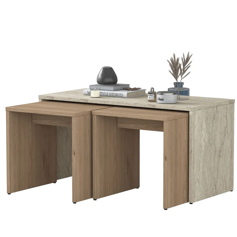 Fenvik Soffbordsset 90x44,8x40 cm - Travertin - Möbler - Bord & matgrupper - Soffbord