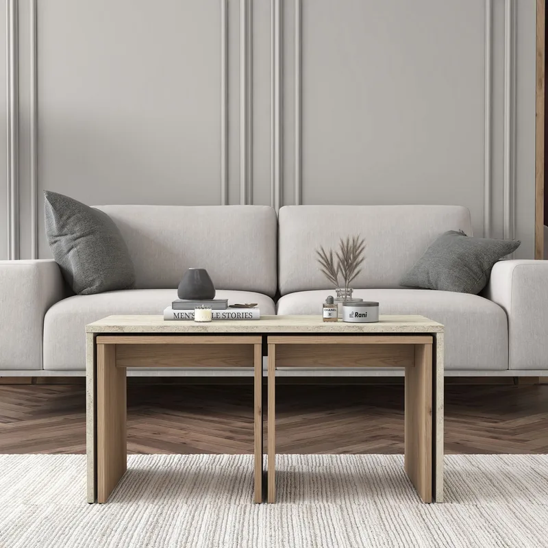 Fenvik Soffbordsset 90x44,8x40 cm - Travertin - Möbler - Bord & matgrupper - Soffbord
