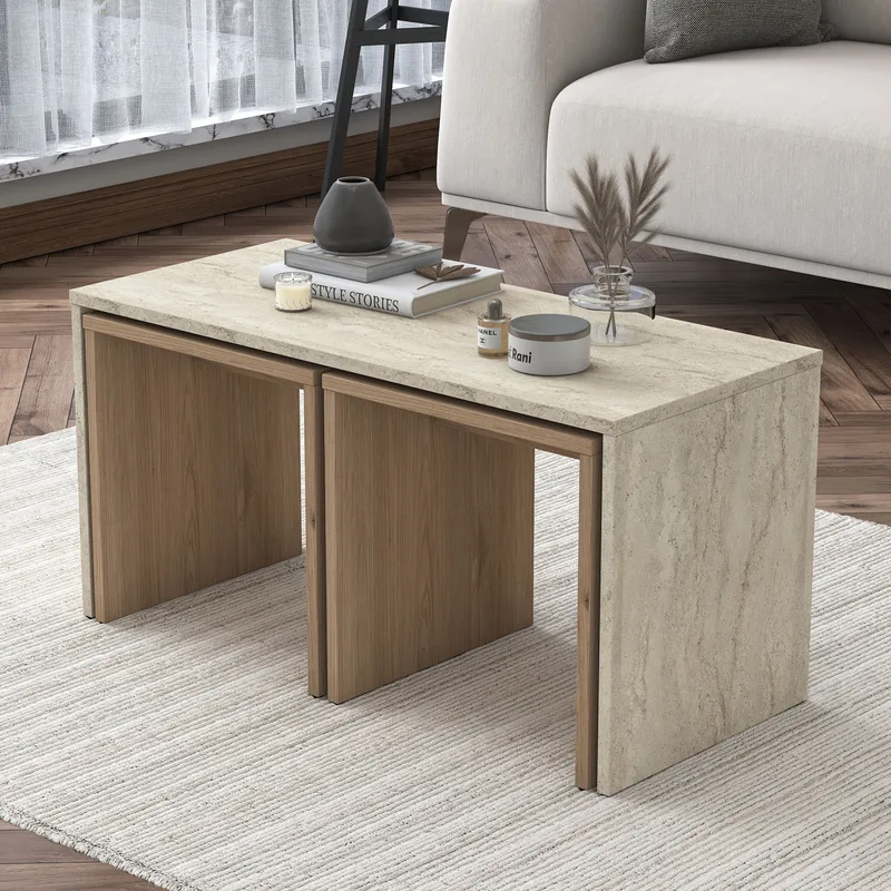 Fenvik Soffbordsset 90x44,8x40 cm - Travertin - Möbler - Bord & matgrupper - Soffbord