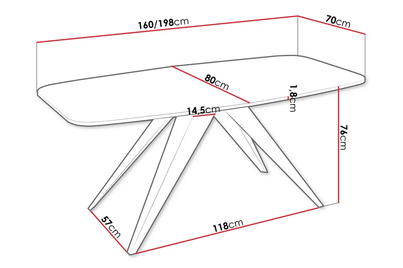 Ferro Matbord 198 cm - Svart/Vit - Möbler - Bord & matgrupper - Matbord & köksbord