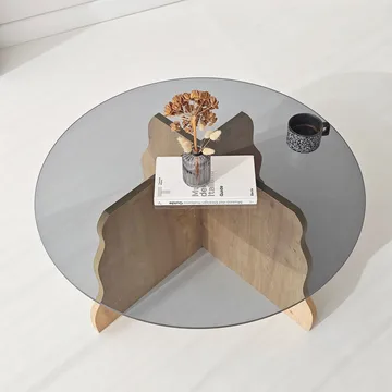 Fikret Soffbord 75 cm Rund Glas - Safir Ek Och Rökt - Möbler - Bord & matgrupper - Soffbord
