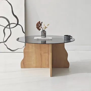 Fikret Soffbord 75 cm Rund Glas - Safir Ek Och Rökt - Möbler - Bord & matgrupper - Soffbord