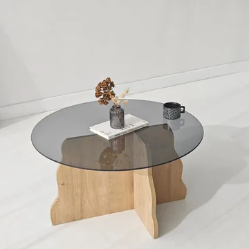 Fikret Soffbord 75 cm Rund Glas - Safir Ek Och Rökt - Möbler - Bord & matgrupper - Soffbord