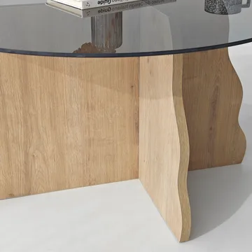 Fikret Soffbord 75 cm Rund Glas - Safir Ek Och Rökt - Möbler - Bord & matgrupper - Soffbord