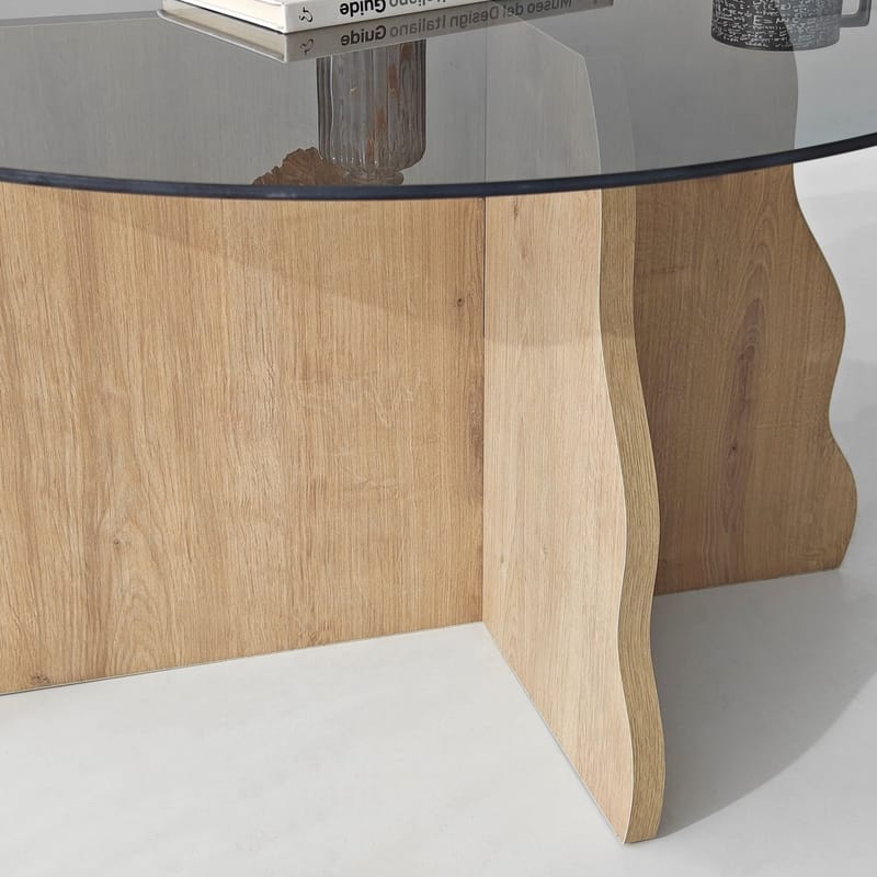 Fikret Soffbord 75 cm Rund Glas - Safir Ek Och Rökt - Möbler - Bord & matgrupper - Soffbord