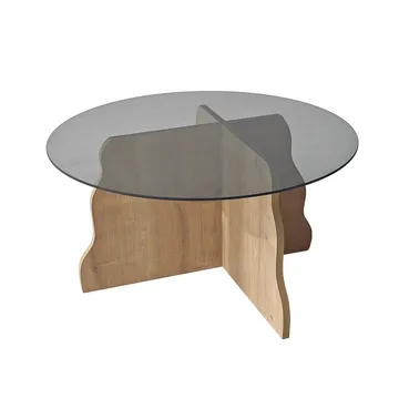 Fikret Soffbord 75 cm Rund Glas - Safir Ek Och Rökt - Möbler - Bord & matgrupper - Soffbord
