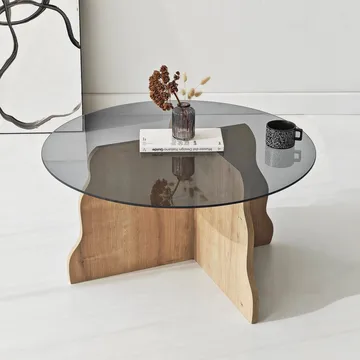 Fikret Soffbord 75 cm Rund Glas - Safir Ek Och Rökt - Möbler - Bord & matgrupper - Soffbord