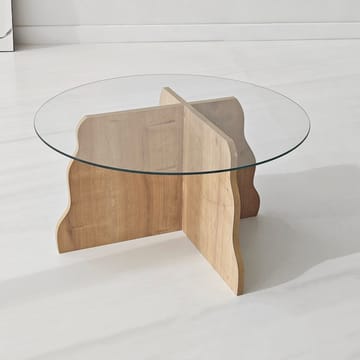 Fikret Soffbord 75 cm Rund Glas - Safir Ek Och Transparent - Möbler - Bord & matgrupper - Soffbord