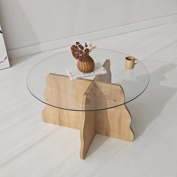 Fikret Soffbord 75 cm Rund Glas - Safir Ek Och Transparent - Möbler - Bord & matgrupper - Soffbord