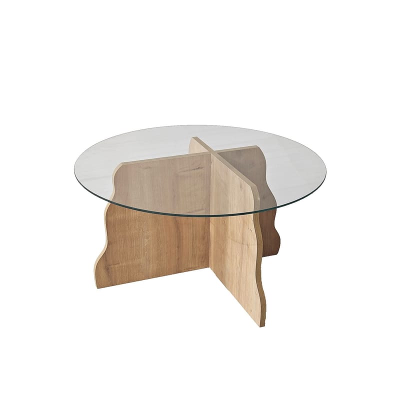 Fikret Soffbord 75 cm Rund Glas - Safir Ek Och Transparent - Möbler - Bord & matgrupper - Soffbord