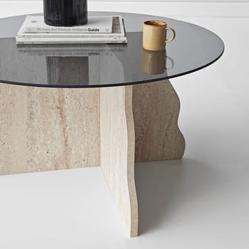 Fikret Soffbord 75 cm Rund Glas - Travertin Och Rökt - Möbler - Bord & matgrupper - Soffbord