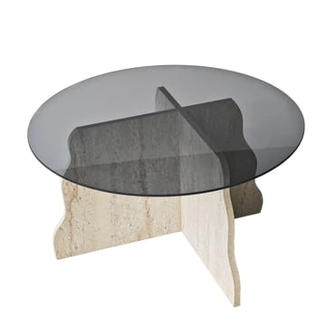 Fikret Soffbord 75 cm Rund Glas - Travertin Och Rökt - Möbler - Bord & matgrupper - Soffbord