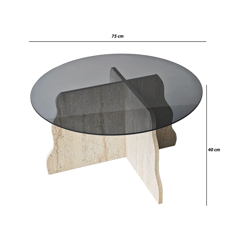 Fikret Soffbord 75 cm Rund Glas - Travertin Och Rökt - Möbler - Bord & matgrupper - Soffbord