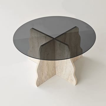 Fikret Soffbord 75 cm Rund Glas - Travertin Och Rökt - Möbler - Bord & matgrupper - Soffbord